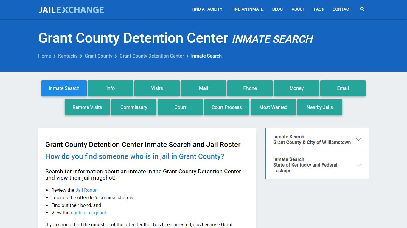 Grant County Detention Center Inmate Search - Jail Exchange