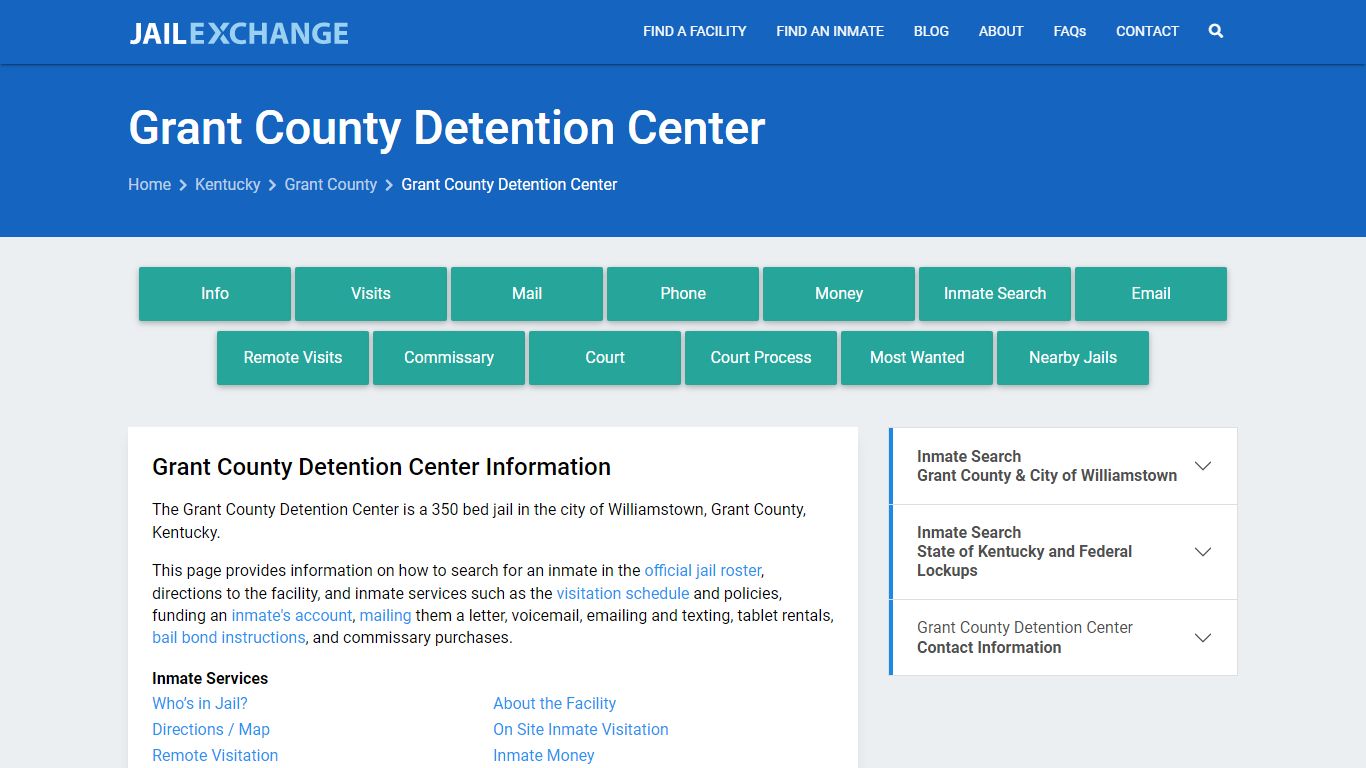 Grant County Detention Center, KY Inmate Search, Information